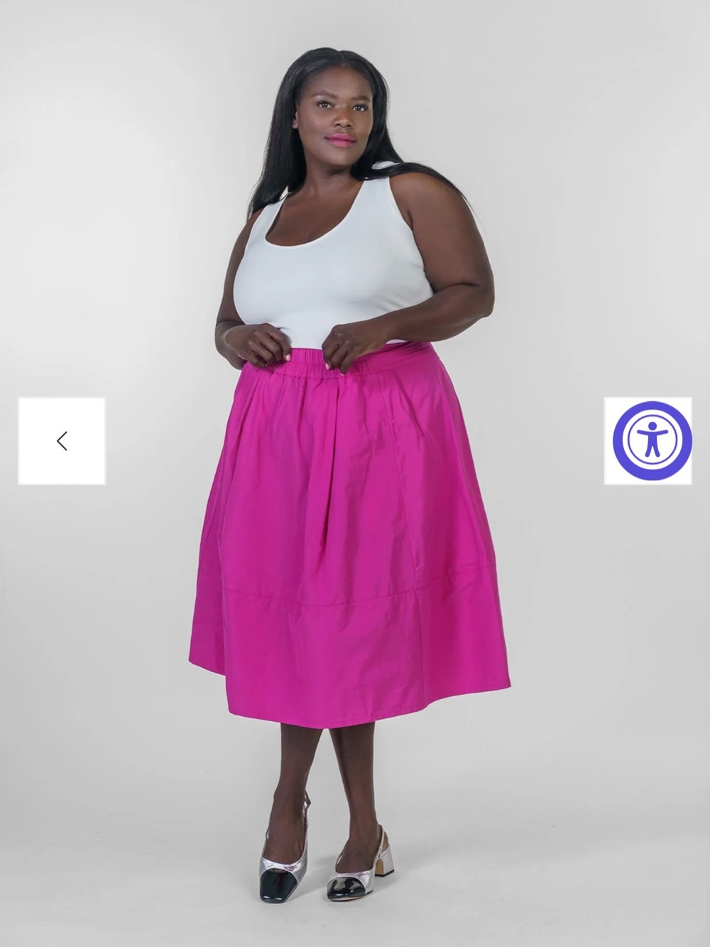 BWT Bitte Kai Rand Fuchsia Midi Skirt w/ Elastic Waist & pockets, XXL